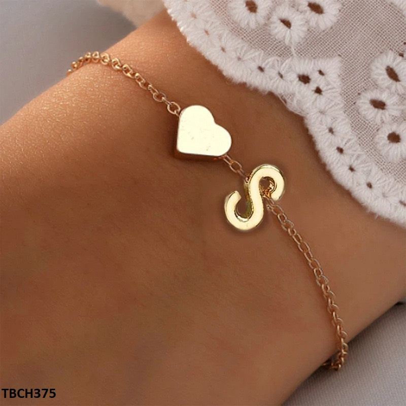 TBCH375 QWN Alphabet Heart  Bracelet - TBCH