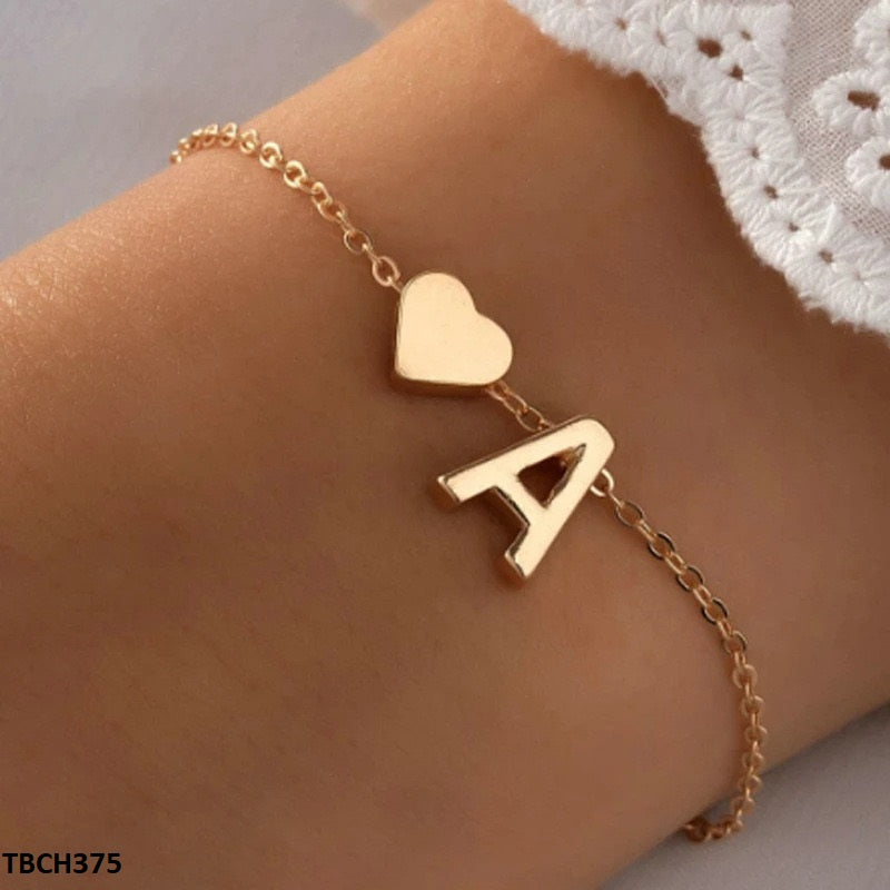 TBCH375 QWN Alphabet Heart  Bracelet - TBCH