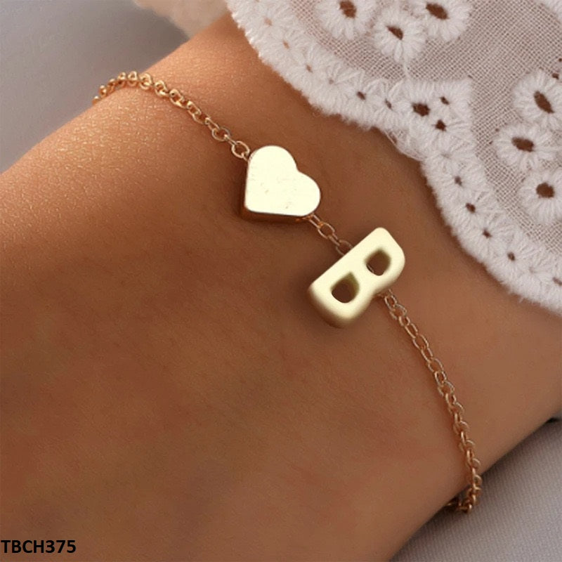 TBCH375 QWN Alphabet Heart  Bracelet - TBCH