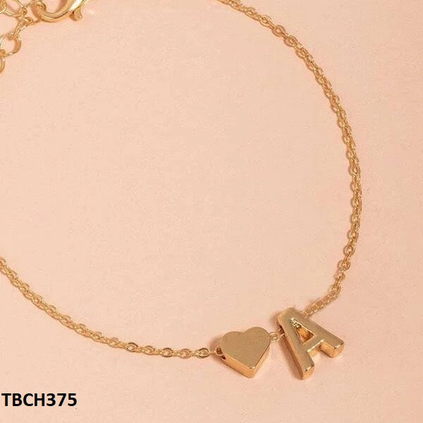 TBCH375 QWN Alphabet Heart  Bracelet - TBCH