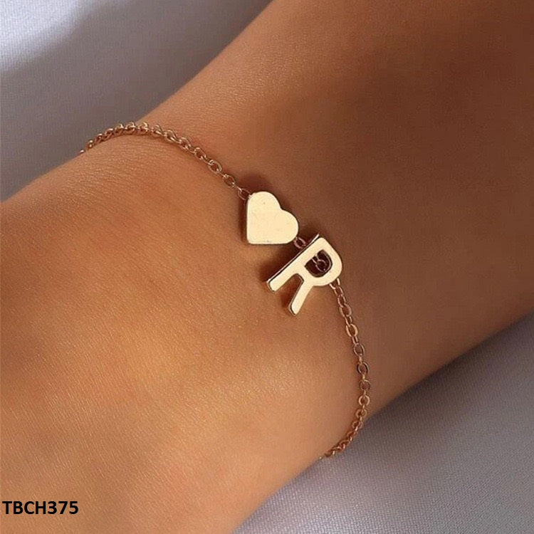 TBCH375 QWN Alphabet Heart  Bracelet - TBCH