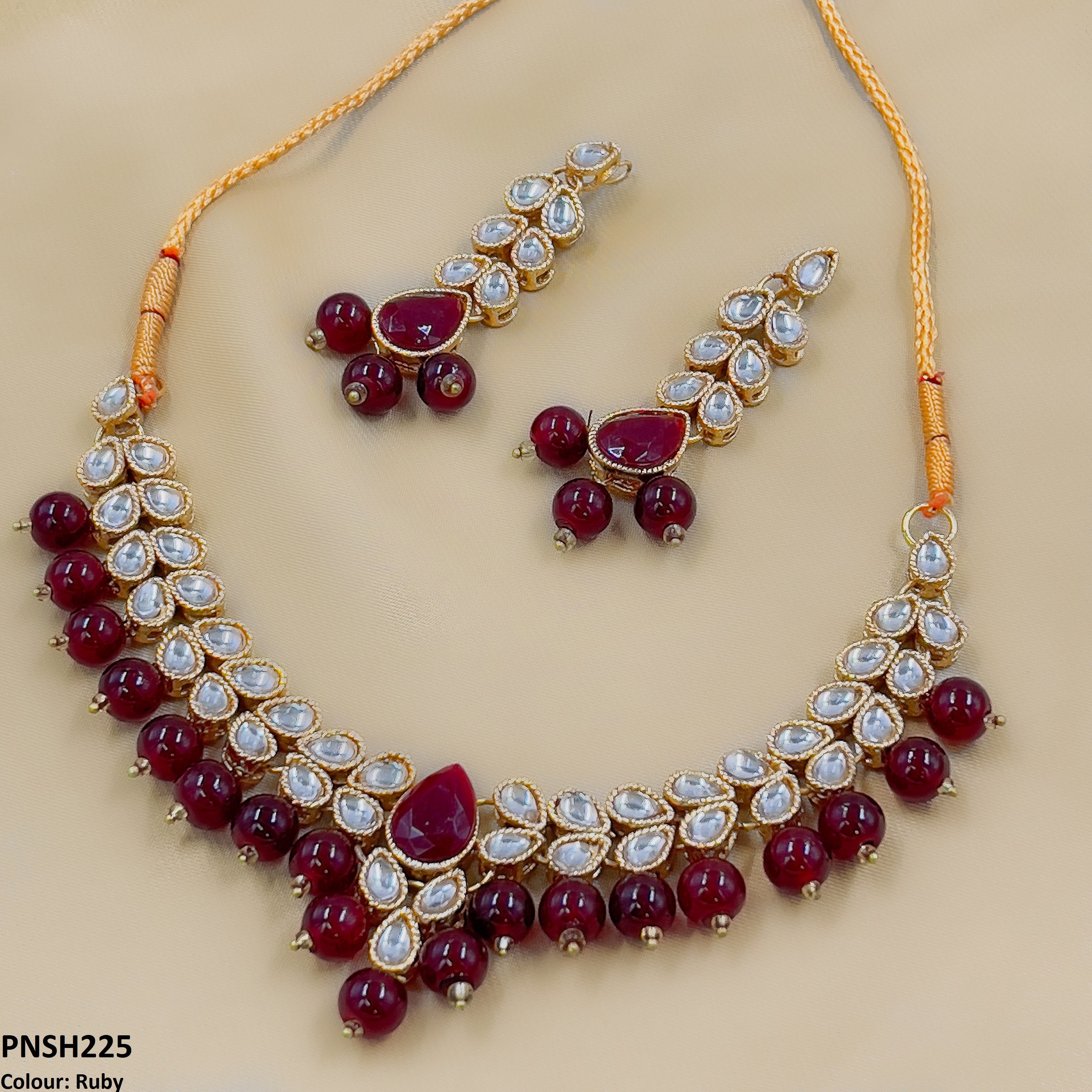 PNSH225 FRN Pear Necklace Set - PNSH