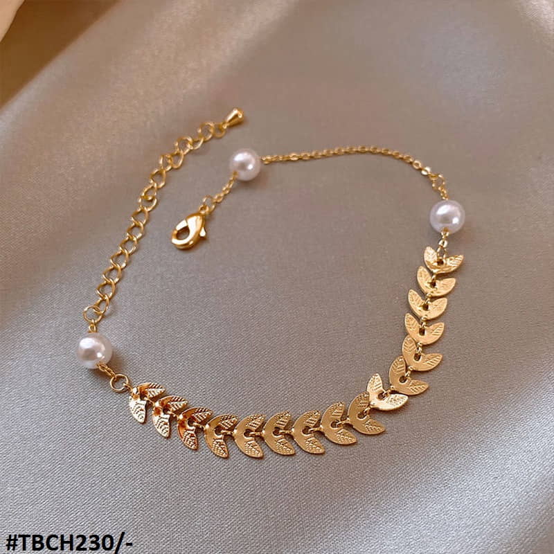 TBCH230 XST Leaves/Pearl Chain Bracelet Adjustable - CBCH