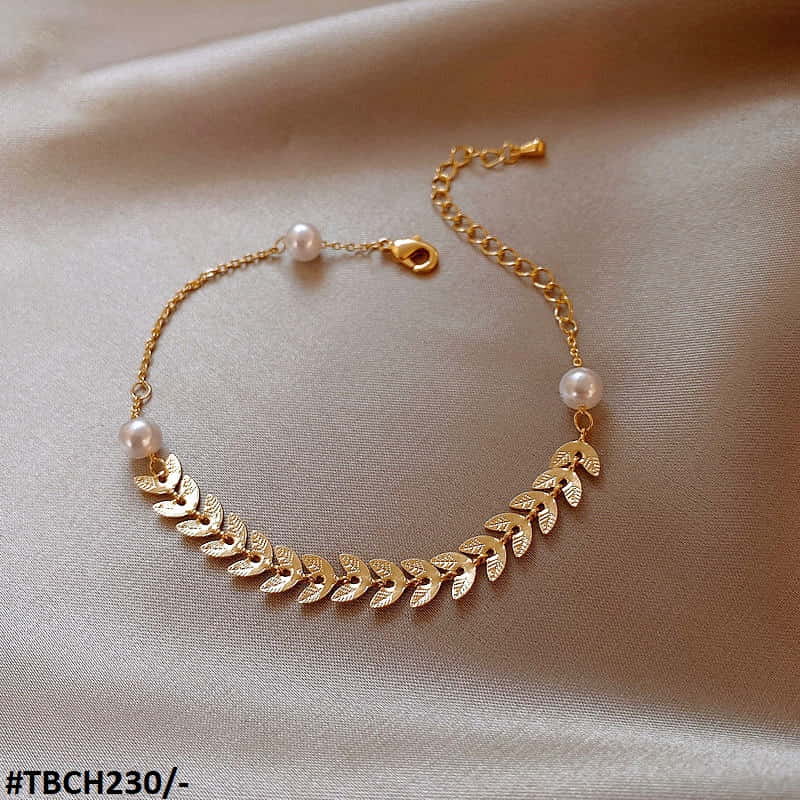 TBCH230 XST Leaves/Pearl Chain Bracelet Adjustable - CBCH