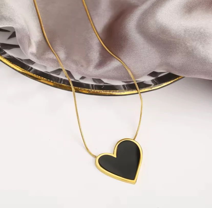 Stainless steel  Heart doubel chain  Necklace