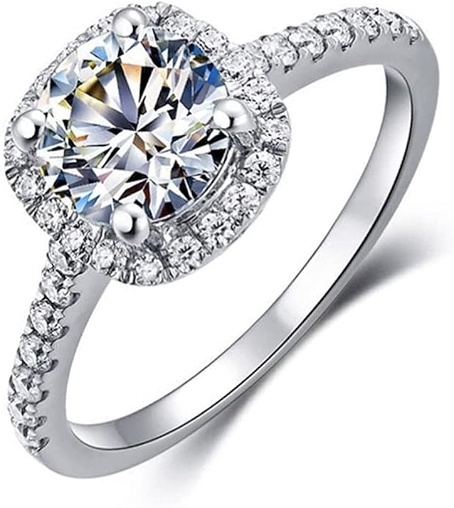 Moissanite Engagement Ring Wedding Promise Gold-plating Sterling Silver Rings for Women