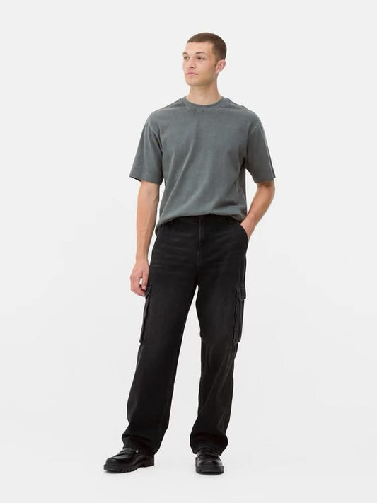 Denim Baggy Fit Pleated Jeans – Jet Black