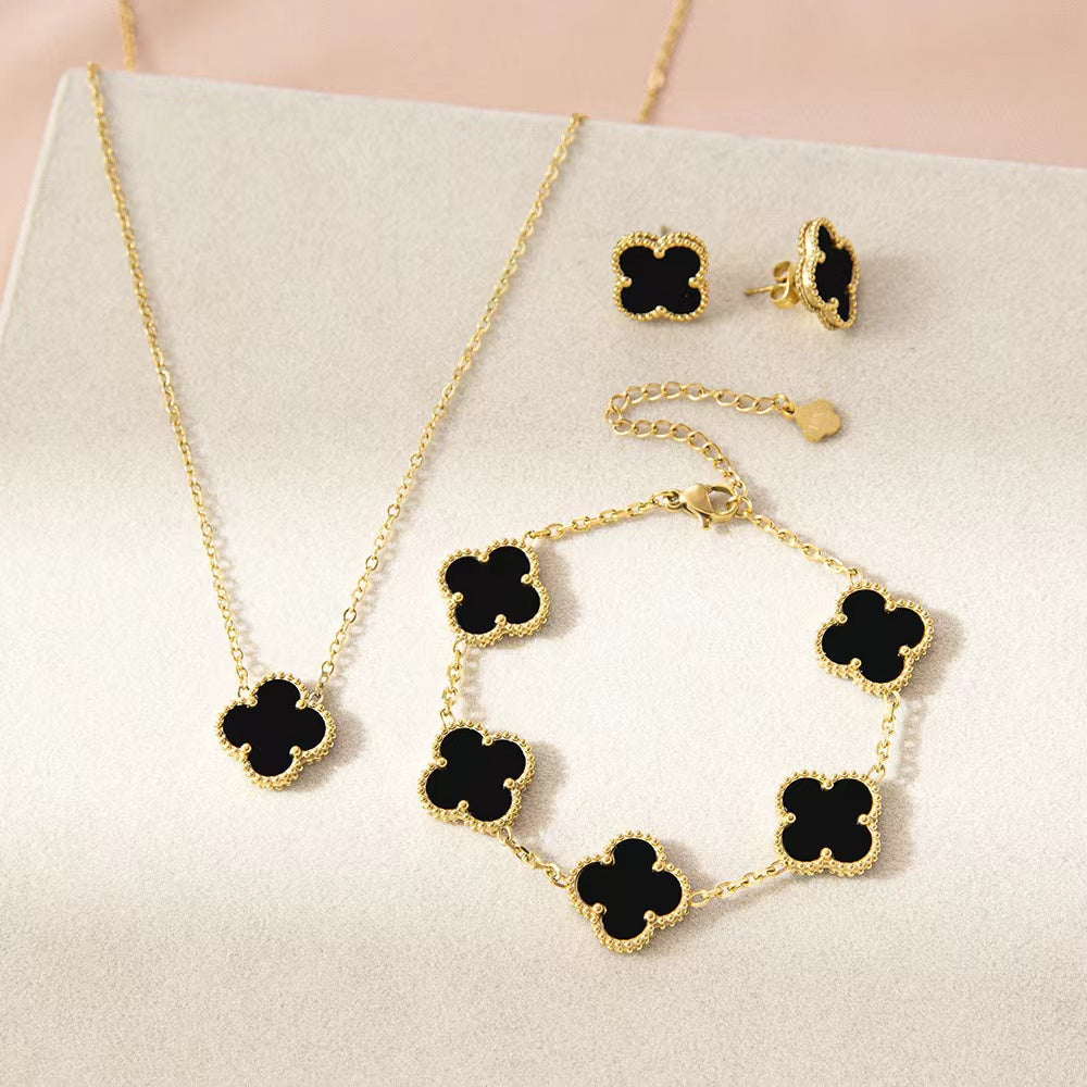 High quality Four-leaf clover Bracelet Stainless Steel Jewelry necklace Double-sided luck Four Leaf Clover